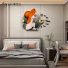 MEISD Modern Wall Clock Creative Painting Draw Quartz Watch Silent Mechanism Sticker Kitchen Decor Horloge Large 210724