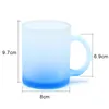 8 Colors! 11oz DIY Sublimation Fluorescent Glass Mugs with Handle Gradient Colors Heat Transfer Printing Ombre Colored Frosted Water Cups in Individual Foam Box