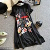 Short Sleeve Dress Women Summer Printed Black Knee Length Plus Size 5XL Loose Korean Fashion Leisure Chic Womens Harajuku