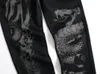 Mäns jeans anländer Slim Stretch Black Högkvalitativa Snake Printing Street Fashion Pants Light Luxury Sexy Casual Men;