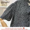 Yitimuceng Vintage Blouse Women Oversize Leopard Lace Up Chiffon Shirts Korean Fashion Short Sleeve Gray Coffee Tops Summer 210601