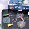 1 Set Acrylic Clear Circle Blanks Keychain Tassels Set Acrylic Circle Keyring Tassels Jump Ringar för Smycken DIY Keychains H0915