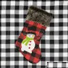 Feestelijke Benodigdheden Home Gardenchristmas Kousen Plaid Sokken Santa Claus Xmas Kousen Gift Bag Leuke Boom Ornamenten Party Christmas Decorat