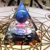 Оргонитная пирамидальная аметиста Кристаллическая сфера с обсидианской натуральной кристальной каменной органом. Энергия заживление Reiki Chakra MultumeLier 60 мм 210607