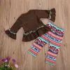 Conjuntos de roupas de crianças meninas roupas de halloween roupas crianças abóbora plafé flare manga tops + calças de leopardo 2 pcs / set primavera outono roupas de bebê