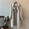 Kobiety Moda Trench Coat Solid Casual Loose Long Long Winbreaker Pojedyncze Kieszenie Panie Outwear Ropa Mujer 210515