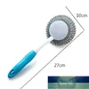 Brosse à billes en fil d'acier inoxydable suspendu à long manche bol pot évier brosse épurateur d'huile pour ménage cuisine outil de nettoyage prix usine conception experte qualité