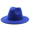 Fedoras stora rand hattar för kvinnor brittisk stil vintage kyrka hattar dam platt rand jazz cap höst vinter kvinna filt hatt