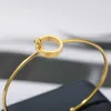 Trendy Simple Round Single Cuff Open Bracelet for Women Gold Silver Color Stainless Steel Bracelets on Hand Girls Jewelry Gift Q0719