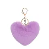 Plush Heart-Shaped Mobile Phone Chain Soft Artificial Rex Rabbit Hair Ball Car Key Ring Ladies Bag Pendant Jewelry