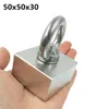 Süper Güçlü Neodim Magnet Balıkçılık Kurtarma Manyetik Altı Side Yüzük 50x50x30 Delik 10mm Kanca Derin Deniz Çekme Montaj Bloğu