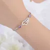 925 Sterling Sier Double Layer Box Chain Heart Charm Armband Bangle för Kvinnor Eleganta Bröllop Smycken SL081