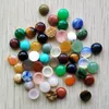 8mm assorti base plate en pierre naturelle cabochon rond vert rose cristal perles en vrac pour collier boucles d'oreilles bijoux vêtements accessoires faisant en gros