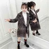 Manteau Pour Fille À Carreaux Motif Filles Survêtement Printemps Automne Enfants Long Style Décontracté Vêtements 6 8 10 12 14 210528