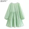 Zevity femmes mode couleur unie col en V plis popeline chemise robe femme Chic ourlet irrégulière plage Style été Vestidos DS8142 210603