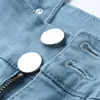 Kvinnors jeans kvinnors h￶ga midja zip pojkv￤n f￶r kvinnor knappband byxor elastiska vintage streetwear byxor bell-bottom e21