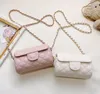 Inverno Crianças Bolsa Bolsas Baby Baby Fashion Girl Princesa Chain Messenger Saco Carta Imprimir Crianças Bolsa