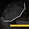 Parapluie automatique coupe-vent portable grande bande réfléchissante pluie 3 fois 10 côtes hommes affaires mâle cadeau parasol 210626