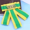 Pins Brooches Handmade Stylish Green Yellow Bow Knot XHO Label Greek Soror Bows Tie CHI ETA PHI Collar Jewelry3588347