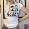 Xingqing retrato gótico camiseta impressão t-shirt estética mangas curtas suores camisetas harajuku streetwear branco colheita top roupas roupas