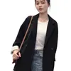 Moda Mulheres Pretas Blazer Botão único Feminino Terno Jaqueta Outono Inverno Femme Sólido Outwear 210423