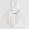Dziewczyny Odzież Łańcuch Czyste Body Body Kapelusz Sweet Baby Outfit Cute Toddler Długi rękaw Kombinezon 210417