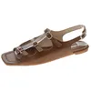 Kvinnor Sandaler 2021 Sommar Rom Style Gladiator Metal Buckle Flats Smalband Böhmen Vintage Casual Kvinna Läder Sandaler Hi56gre33