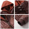 CHAIFENKO Giacca da uomo in pelle invernale di marca Cappotto Moda con cappuccio Moto PU Casual Biker Faux s 211124