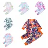 2-8 anos Crianças Crianças Conjuntos Júnior Meninas Meninos Tie Dye Manga Longa Pijama 2 Pcs PJS Set Crianças Loungewear Sleepwear Roupas de Lazer