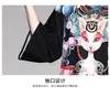 Mode Designer Cartoon Printed Dress Spring Women Tre Quarter Sylse Buckle Stand Collar Cheongsam A-Line Short Dress 210514