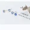 Stud 925 Sterling Silver Romantic Sweet Blue Crystal Love Heart Earrings for Women Girls Jewelry Party Gift E8625
