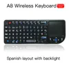 Tastiera wireless 2.4G RF klawiatura 3 in1 palmare con mouse touchpad per PC Notebook Smart TV Box per spagnolo/russo/inglese