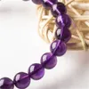 8 мм круглые бисером цепи стекло стекло фиолетовый аметист кристалл драгоценные камни браслет для мужчин женщина браслеты натягивают 1135 q2