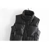 Nlzgmsj Za Parka Women Winter Black Warm Faux Leather Vest Fashion Zipper Sleeveless Coat Tops Female Casual Short Outwear 211018