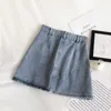 LY VAREY LIN Summer Women Sweet High Waist Single Breasted Mini Denim Skirts Casual Button Pocket A-line Female 210526