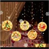 Decorations Festive Party Supplies & Garden Drop Delivery 2021 Qifu Elk Snowman Curtain Light Christmas Decor For Home Navidad Noel Cristmas