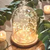 Clear Vases Glass Flower Display Cloche Bell Jar Cupola Conservazione immortale con base in legno Flower Glass Cover Home Decor 210409