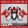 OEM wit rood glanzend lichaam voor Kawasaki Ninja EX250 ZX250 R EX ZX 250R ZX-250R 2008-2012 81NO.42 EX-250 ZX250R 2008 2009 2010 2011 2012 EX250R 08 09 10 11 12 Injectie kuip