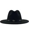 Mannen Vrouwen Brede Rand Wolvilt Jazz Fedora Hoeden Britse Stijl Trilby Party Formele Panama Cap Wit Geel Jurk Hoed 56-60CM298T