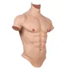 現実的なシリコン偽の筋肉腹ボディスーツbrawny腕シミュレーション男性女性のための偽胸シーメールコスプレメン039S SH5229176