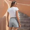 Été taille haute cordon mini shorts femmes lâche plus taille jogging fitness couleur unie femme sexy shorts 210608