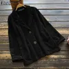 女性のジャケットレトロなCordurooyコート - 堅実な2022カジュアルな襟のボタンの外側の女性長袖トップスプラスサイズのチュニック