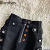Korobov hoge taille denim rok vrouwen effen kleur knoppen ontwerp casual een lijn rokken vrouwelijke nieuwe mode streetwear faldas 210430