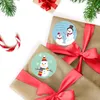 Väggklistermärkear God jul 1 Rulle 500 Inlägg Santa Claus Happy Faces Xmas Kids Dekaler för leksaker Gåvor Hantverk Dekorationer