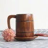 創造的な木製のビールカップ茶のコーヒー水のマグカップのハンドル暖房ホームオフィスバーパーティードリンクウェアカップ海送信T9I001233