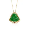 Кулон Ожерелья изысканный Изумрудный Имитация Джейд улыбается Maitreya Buddha Guard для женщин Девушки Lucky Ювелирные Изделия Подарок на день рождения