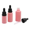 10/20 / 30 ml glas druppelaar fles matte roze serum pipet flesjes parfum verpakking navulbare etherische oliedruppelaar flessen 10pcs