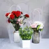 Trapezoidal Waterproof Transparent Gift Bag Plastic PVC Flower Shop Packaging Bag Party Holiday Flower Bags Wholesale