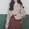 Vintage Donna Autunno Inverno Plus Size set Fiore di rosa Maglione a maniche lunghe + gonna rossa a pieghe a vita alta Abiti femminili coreani dolci 211119