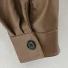 Mujeres Otoño PU Camisas casuales Chaquetas Abrigos Fajas de manga larga Pajarita Moda femenina Calle Chaqueta suelta Prendas de abrigo Ropa 210513